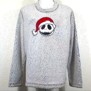 Cozy Gray Sherpa Pullover with Red Santa Skull